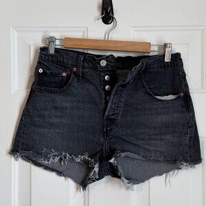 Levi's 501 Faded Black Denim Shorts | 28